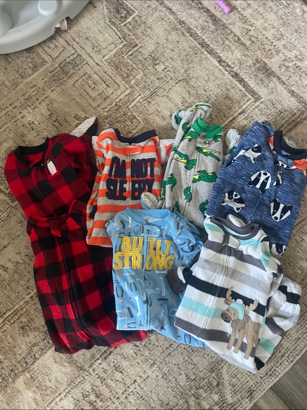 7 Pack of 12 month footed sleepers, Carter’s & Nordstrom Brand